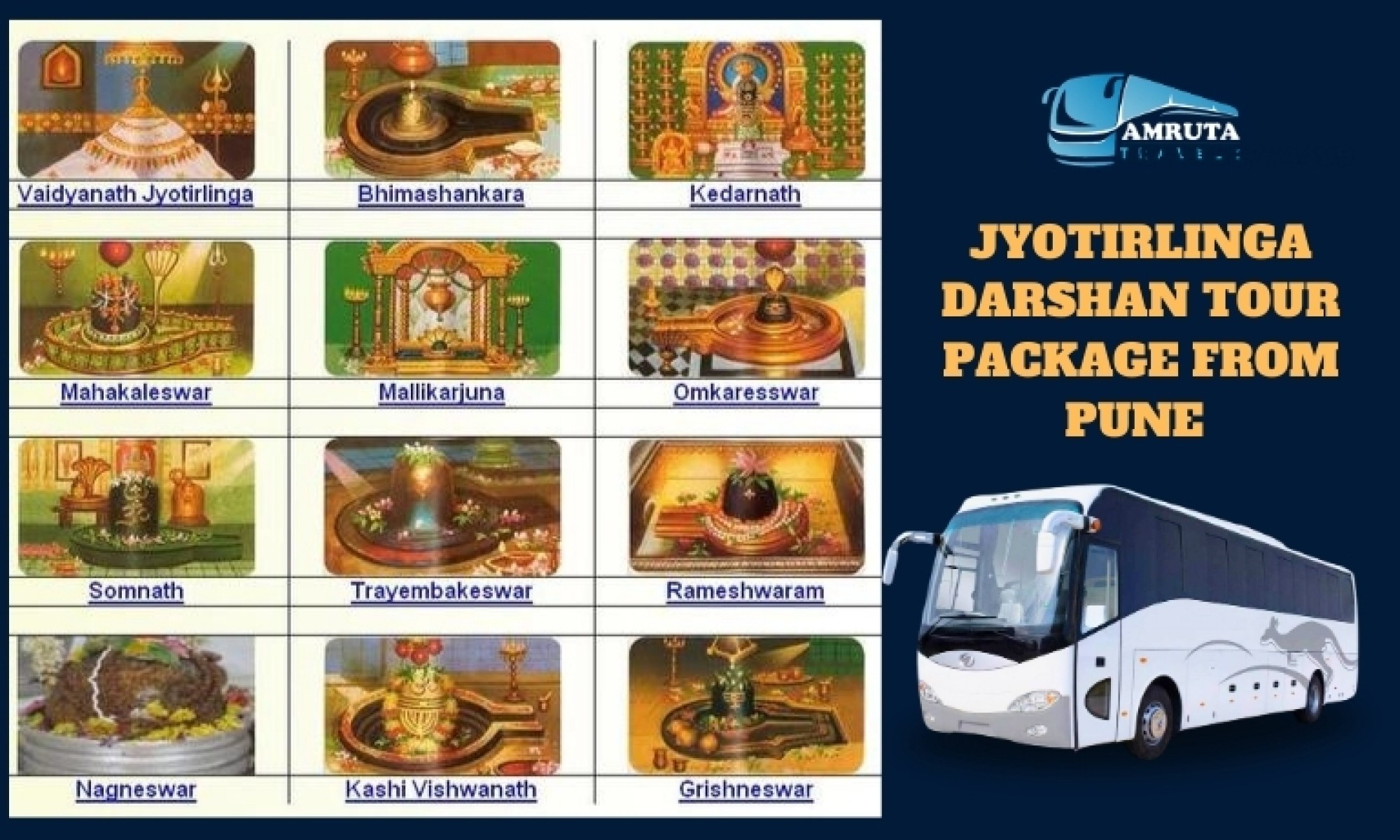12 Jyotirlinga Darshan Bus Hire in Pune Religious Yatra